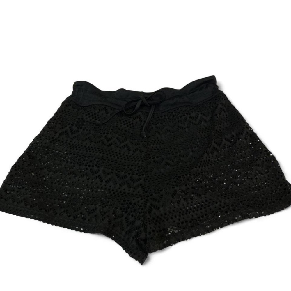 Crochet Lace Shorts Women Medium Black Excellent Boho‎ Festival Drawstring